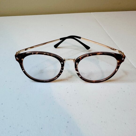 Tortoiseshell Retro Round Frame Blue Light Blocking Glasses Anti-Blue Light Lens - Picture 1 of 12